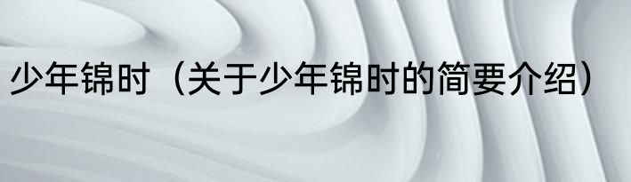 少年锦时（关于少年锦时的简要介绍）