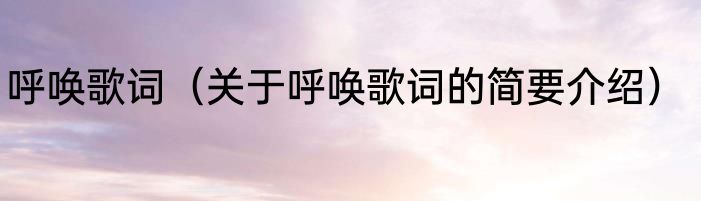 呼唤歌词（关于呼唤歌词的简要介绍）