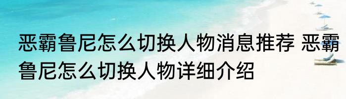 恶霸鲁尼怎么切换人物消息推荐 恶霸鲁尼怎么切换人物详细介绍