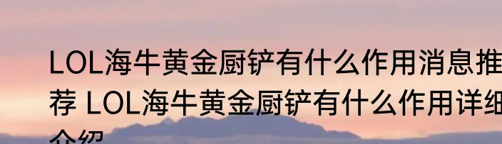 LOL海牛黄金厨铲有什么作用消息推荐 LOL海牛黄金厨铲有什么作用详细介绍