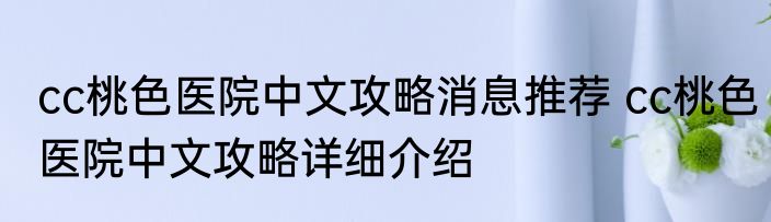 cc桃色医院中文攻略消息推荐 cc桃色医院中文攻略详细介绍