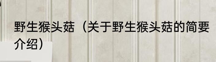 野生猴头菇（关于野生猴头菇的简要介绍）