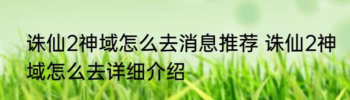 诛仙2神域怎么去消息推荐 诛仙2神域怎么去详细介绍