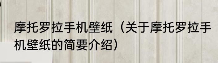 摩托罗拉手机壁纸（关于摩托罗拉手机壁纸的简要介绍）