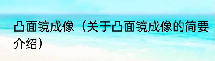 凸面镜成像（关于凸面镜成像的简要介绍）