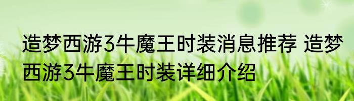 造梦西游3牛魔王时装消息推荐 造梦西游3牛魔王时装详细介绍