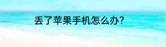 丢了苹果手机怎么办？