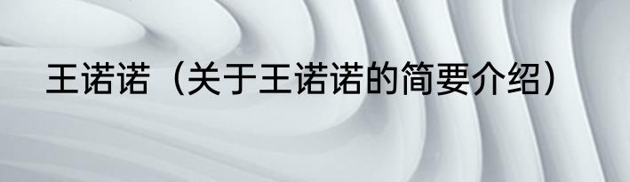 王诺诺（关于王诺诺的简要介绍）