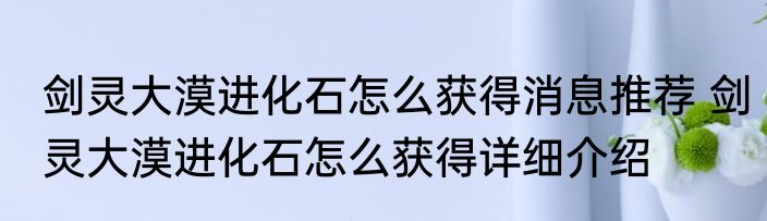 剑灵大漠进化石怎么获得消息推荐 剑灵大漠进化石怎么获得详细介绍