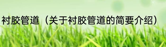 衬胶管道（关于衬胶管道的简要介绍）