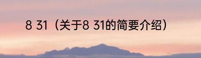 8 31（关于8 31的简要介绍）