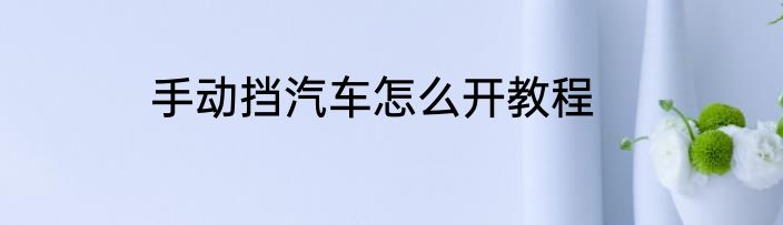 手动挡汽车怎么开教程
