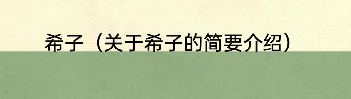 希子（关于希子的简要介绍）