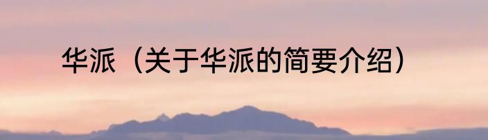 华派（关于华派的简要介绍）