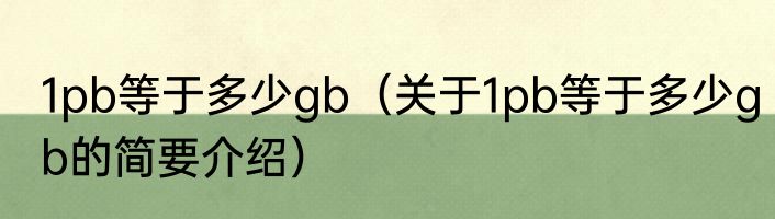 1pb等于多少gb（关于1pb等于多少gb的简要介绍）