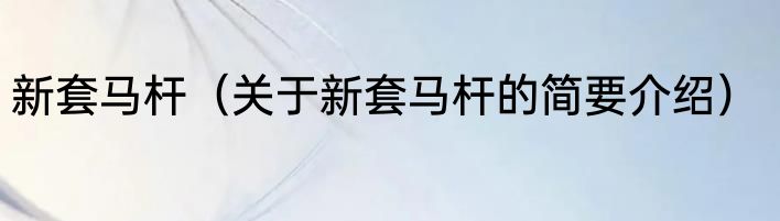 新套马杆（关于新套马杆的简要介绍）