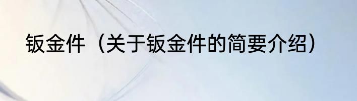 钣金件（关于钣金件的简要介绍）