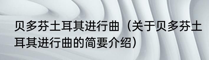 贝多芬土耳其进行曲（关于贝多芬土耳其进行曲的简要介绍）