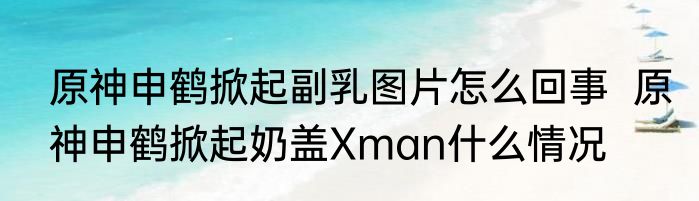 原神申鹤掀起副乳图片怎么回事  原神申鹤掀起奶盖Xman什么情况
