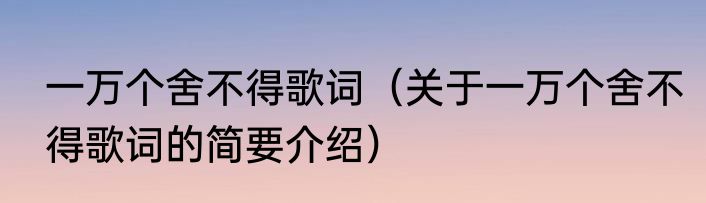 一万个舍不得歌词（关于一万个舍不得歌词的简要介绍）