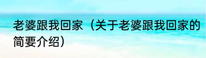 老婆跟我回家（关于老婆跟我回家的简要介绍）