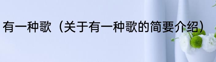 有一种歌（关于有一种歌的简要介绍）