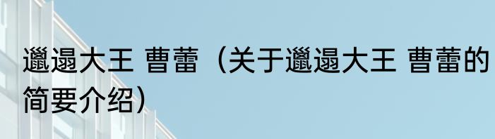 邋遢大王 曹蕾（关于邋遢大王 曹蕾的简要介绍）