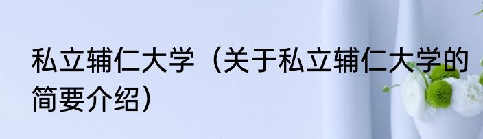 私立辅仁大学（关于私立辅仁大学的简要介绍）