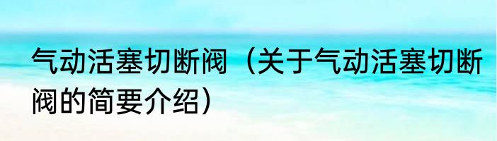 气动活塞切断阀（关于气动活塞切断阀的简要介绍）