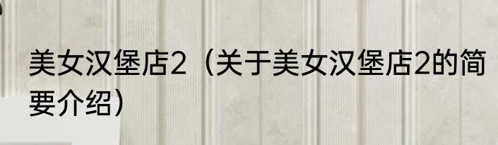 美女汉堡店2（关于美女汉堡店2的简要介绍）