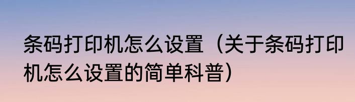 条码打印机怎么设置（关于条码打印机怎么设置的简单科普）
