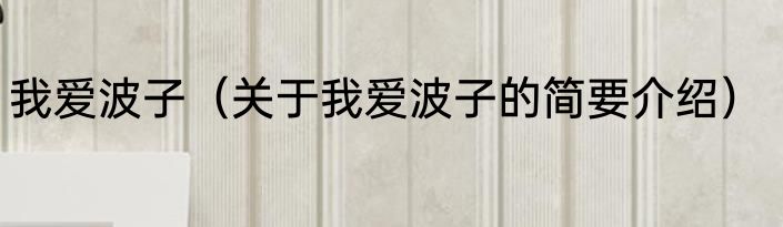我爱波子（关于我爱波子的简要介绍）