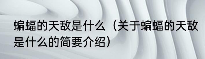 蝙蝠的天敌是什么（关于蝙蝠的天敌是什么的简要介绍）