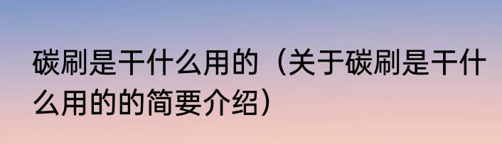 碳刷是干什么用的（关于碳刷是干什么用的的简要介绍）