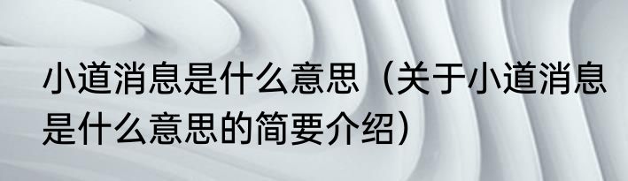 小道消息是什么意思（关于小道消息是什么意思的简要介绍）