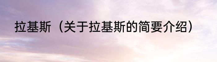 拉基斯（关于拉基斯的简要介绍）