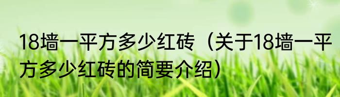 18墙一平方多少红砖（关于18墙一平方多少红砖的简要介绍）