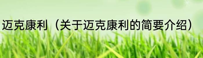 迈克康利（关于迈克康利的简要介绍）