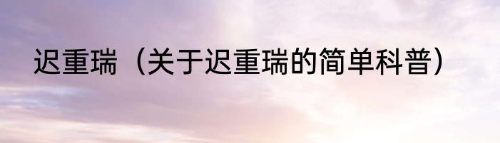 迟重瑞（关于迟重瑞的简单科普）