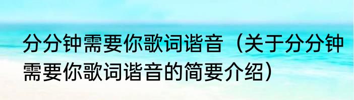 分分钟需要你歌词谐音（关于分分钟需要你歌词谐音的简要介绍）