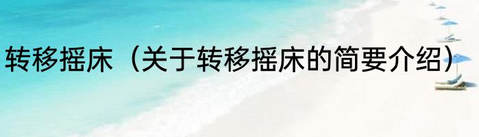 转移摇床（关于转移摇床的简要介绍）