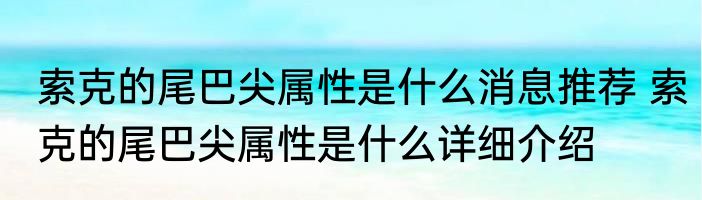 索克的尾巴尖属性是什么消息推荐 索克的尾巴尖属性是什么详细介绍