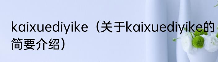 kaixuediyike（关于kaixuediyike的简要介绍）