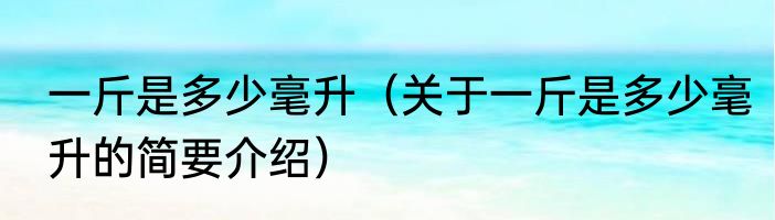 一斤是多少毫升（关于一斤是多少毫升的简要介绍）