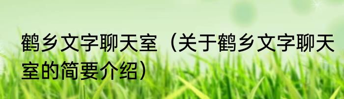 鹤乡文字聊天室（关于鹤乡文字聊天室的简要介绍）