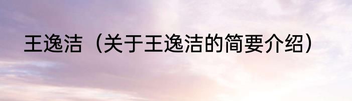 王逸洁（关于王逸洁的简要介绍）