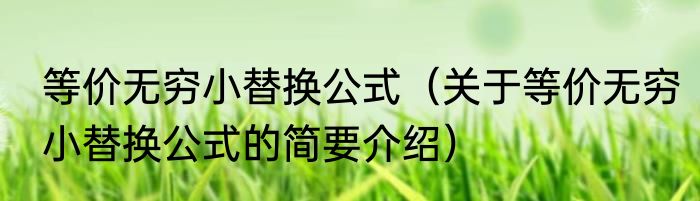 等价无穷小替换公式（关于等价无穷小替换公式的简要介绍）