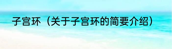 子宫环（关于子宫环的简要介绍）