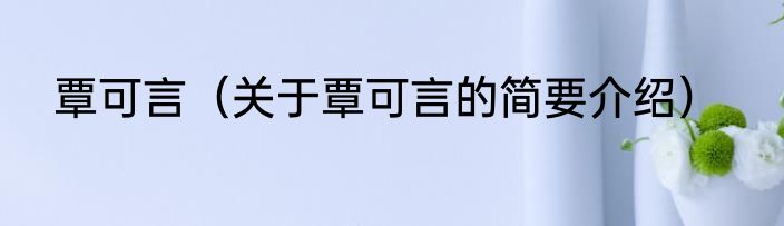 覃可言（关于覃可言的简要介绍）