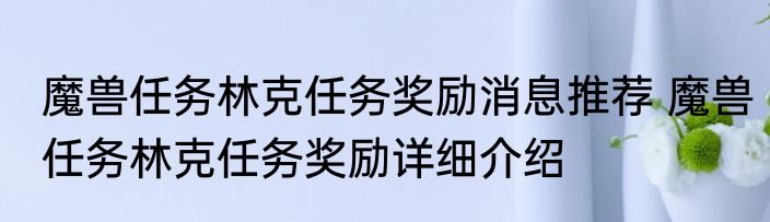 魔兽任务林克任务奖励消息推荐 魔兽任务林克任务奖励详细介绍